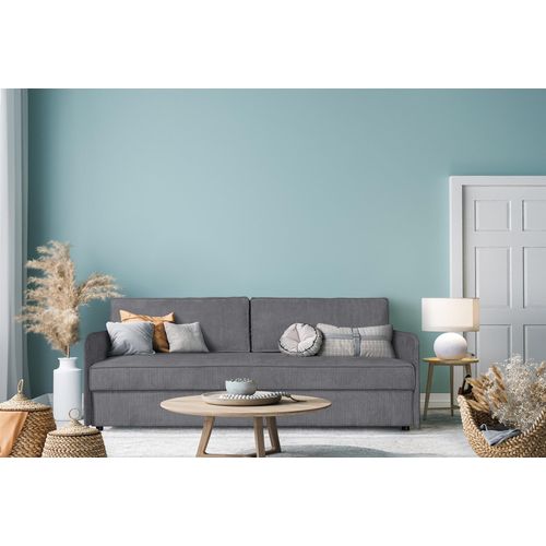Sofa Designersofa RUBY mit Schlaffunktion Stoff Anafi Grau
