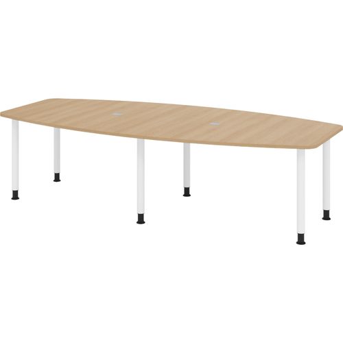 bümö Konferenztisch mittel KT28 - Nachbildung: Eiche, tischfuss: Füße in Weiß