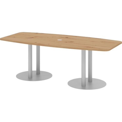 bümö Konferenztisch klein KT22 - Nachbildung: Asteiche, tischfuss: Säule in Silber
