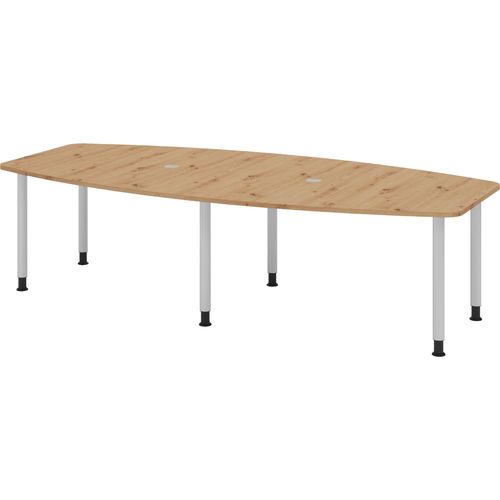 bümö Konferenztisch mittel KT28 - Nachbildung: Asteiche, tischfuss: Füße in Silber