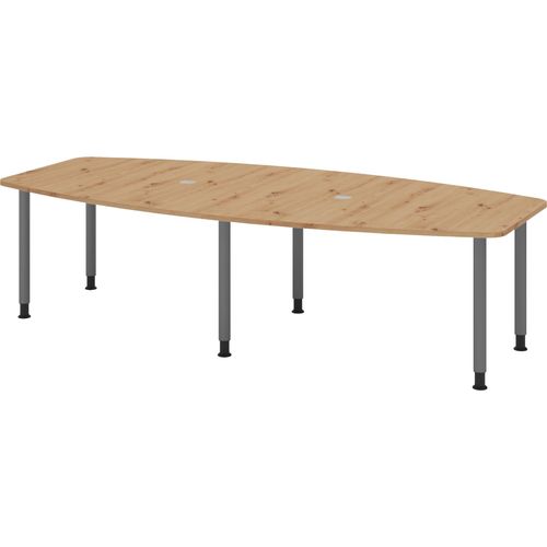 bümö Konferenztisch mittel KT28 - Nachbildung: Asteiche, tischfuss: Füße in Graphit