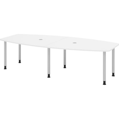bümö Konferenztisch mittel KT28 - Nachbildung: Weiß, tischfuss: Füße in Silber