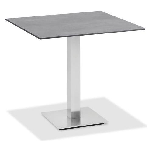 Gartentisch Bistrox 81x81 Tischplatte HPL Beton Gestell Edelstahl Gebürstet