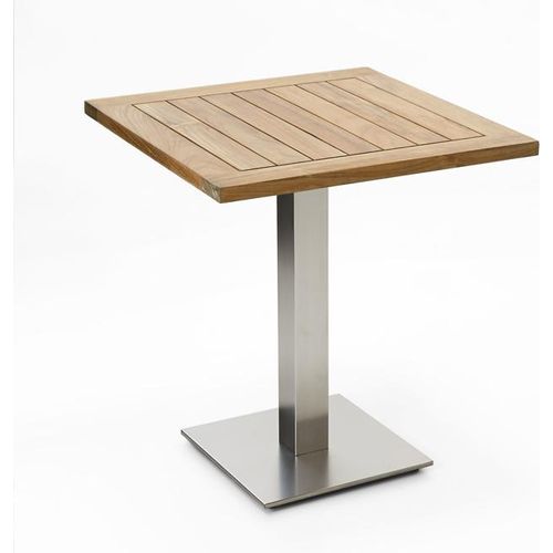 Gartentisch Bistrox 95x95 Tischplatte Teak Recycelt Gestell Edelstahl Gebürstet