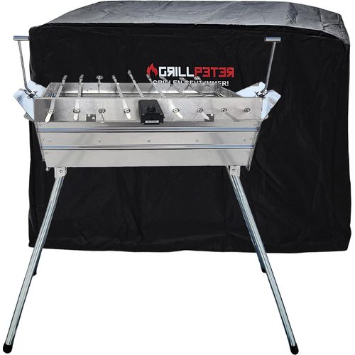 Mangal Ararat Edelstahl 2mm Schaschlikgrill mit 9er Drehspieß Haube Elektromotor