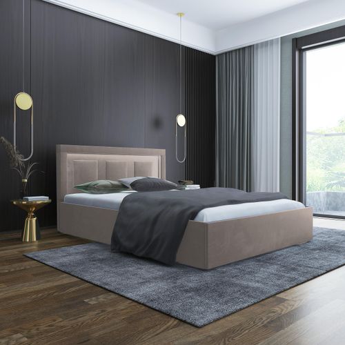 Bett Artemis 160 x 200 cm, mit Lattenrost und Bettkasten im Beige ( Royal Velvet 87248 )