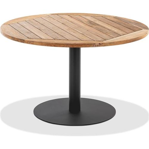Gartentisch Bistrox 95 rund Tischplatte Teak Recycelt Gestell Stahl in Anthrazit
