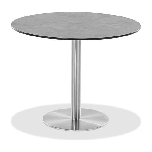 Gartentisch Bistrox 125 rund Tischplatte HPL Zement Gestell Edelstahl Gebürstet