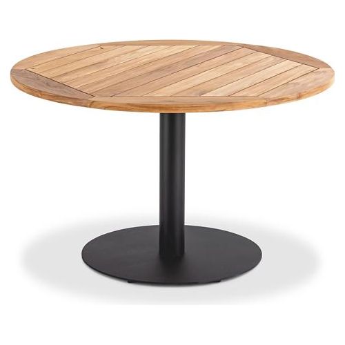 Gartentisch Bistrox 70 rund Tischplatte Teak Geölt Gestell Stahl in Anthrazit