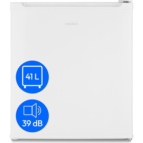 MEDION mini Kühlschrank mit Gefrierfach (klein, leise, 41L kleiner Kühlschrank für Büro Hotels Minibar Camping Gaming, Getränkekühlschrank, Speisen & Eis, Türanschlag wechselbar, MD37724)