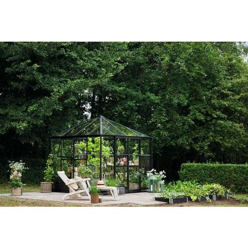 Gewächshaus Halls Qube Square 6,3 m² Sicherheitsglas 3 mm 251 x 251 cm schwarz