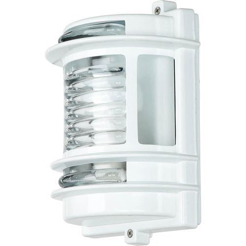 Wandlampe außen E27 IP64 Messing Glas H: 22 cm Weiß Außenleuchte Haus Garten