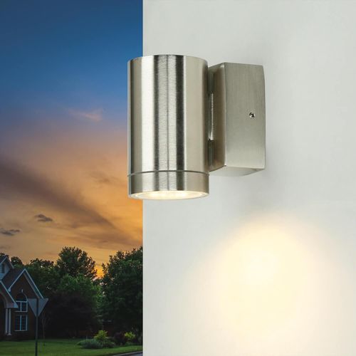 Außenleuchte Wand klein Messing massiv H: 10 cm in Nickel GU10 IP64 Downlight Fassadenstrahler