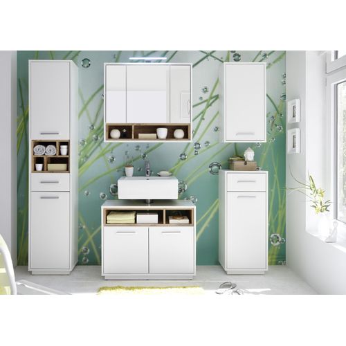 Badezimmer-Set ></noscript>Milano< in Weiß-Wildeiche Optik - 156x190x40 (BxHxT)