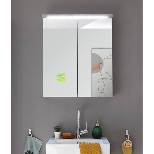 Badezimmerspiegelschrank ></noscript>Peter< in Weiß Hochglanz aus MDF - 60x68x20cm (BxHxT)