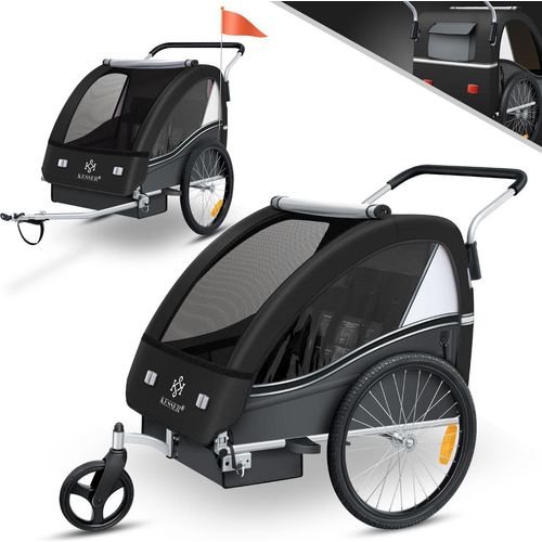 KESSER® Kinderanhänger Fahrradanhänger Sport-RX 2 in 1 Joggerfunktion Kinderfahrradanhänger + 5-Punkt Sicherheitsgurt 360°-Vorderrad Jogger Buggy Fahrrad Anhänger für 1 bis 2 Kinder max. 40kg