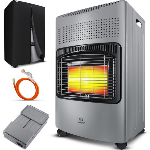 KESSER® 4200 Watt Keramik Gasheizer inkl. Gasdruckregler Gasschlauch + Schutzhülle - Gasheizofen, Heizstrahler Gasheizgerät, Infrarot Keramikbrenner, Butan- oder Propangasflaschen bis 15kg