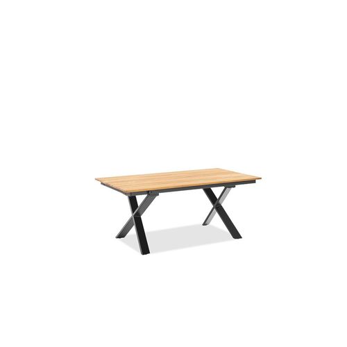 Gartentisch Stratox 180x95 Ausziehbar 280 Teak Geölt X-Gestell Eisen Anthrazit