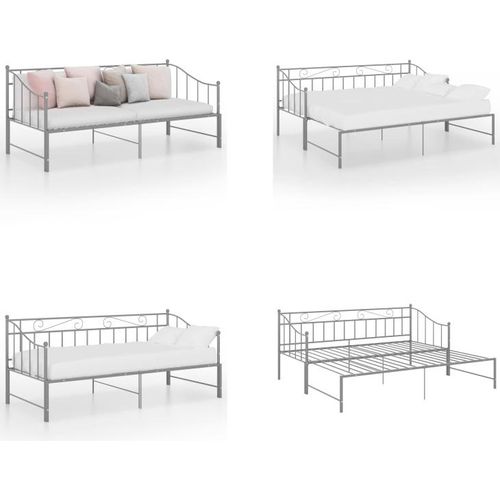 vidaXL Ausziehsofa Bettgestell Grau Metall 90x200 cm - Schlafsofa-Gestell - Schlafsofas-Gestelle - Schlafsofa-Rahmen - Sofa Mit Ausziehbett