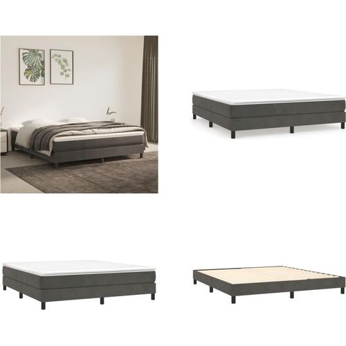 vidaXL Boxspringbett Dunkelgrau 160x200 cm Samt - Boxspringbett - Boxspringbetten - Bett - Schlafzimmermöbel