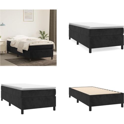 vidaXL Boxspringbett Schwarz 90x200 cm Samt - Boxspringbett - Boxspringbetten - Bett - Schlafzimmermöbel