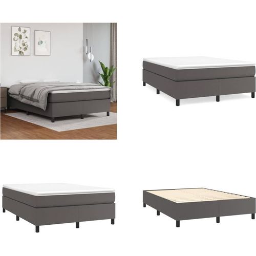 vidaXL Boxspringbett Grau 140x200 cm Kunstleder - Boxspringbett - Boxspringbetten - Bett - Schlafzimmermöbel