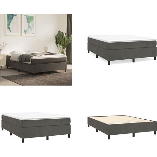 vidaXL Boxspringbett Dunkelgrau 140x200 cm Samt - Boxspringbett - Boxspringbetten - Bett - Schlafzimmermöbel
