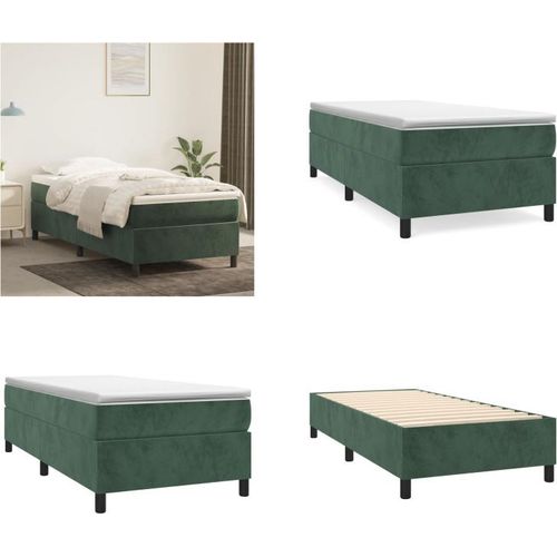 vidaXL Boxspringbett Dunkelgrün 80x200 cm Samt - Boxspringbett - Boxspringbetten - Bett - Schlafzimmermöbel