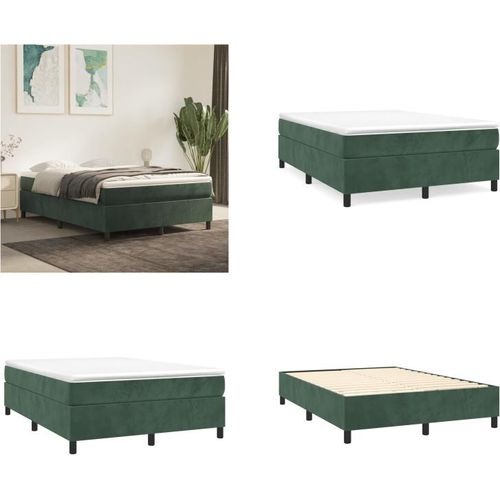 vidaXL Boxspringbett Dunkelgrün 140x200 cm Samt - Boxspringbett - Boxspringbetten - Bett - Schlafzimmermöbel