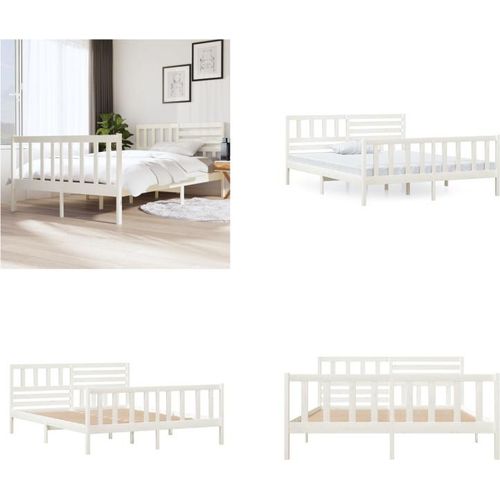 vidaXL Massivholzbett Weiß 120x200 cm - Bettrahmen - Bettgestell - Bett - Massivholzbettrahmen