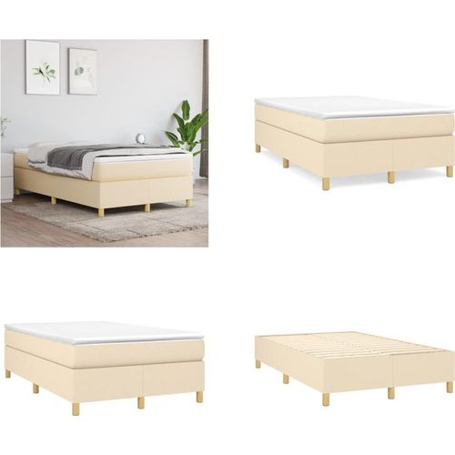 vidaXL Boxspringbett Creme 120x200 cm Stoff - Boxspringbett - Boxspringbetten - Bett - Schlafzimmermöbel