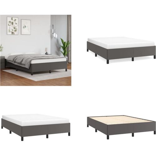 vidaXL Bettgestell Grau 140x190 cm Kunstleder - Bettgestell - Bettgestelle - Bett - Schlafzimmermöbel