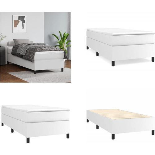 vidaXL Boxspringbett Weiß 90x190 cm Kunstleder - Boxspringbett - Boxspringbetten - Bett - Schlafzimmermöbel