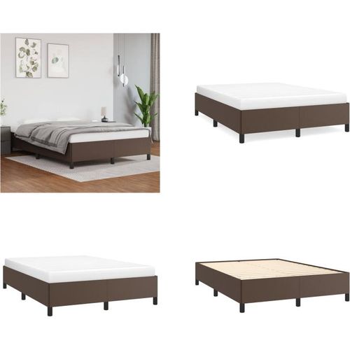 vidaXL Bettgestell Braun 140x200 cm Kunstleder - Bettgestell - Bettgestelle - Bett - Schlafzimmermöbel