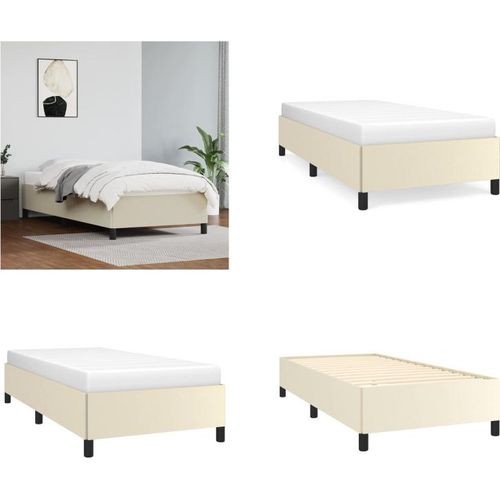 vidaXL Bettgestell Creme 90x190 cm Kunstleder - Bettgestell - Bettgestelle - Bett - Schlafzimmermöbel