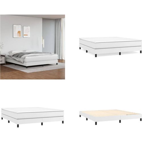 vidaXL Boxspringbett Weiß 180x200 cm Kunstleder - Boxspringbett - Boxspringbetten - Bett - Schlafzimmermöbel