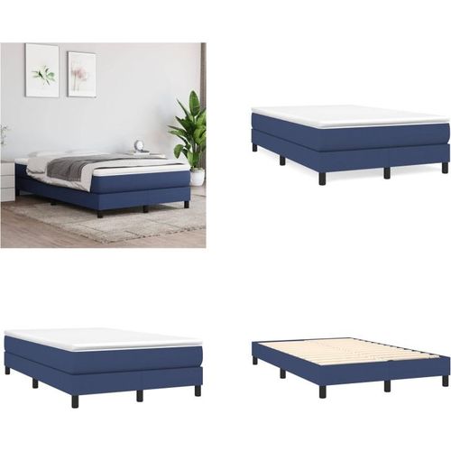 vidaXL Boxspringbett Blau 120x200 cm Stoff - Boxspringbett - Boxspringbetten - Bett - Schlafzimmermöbel
