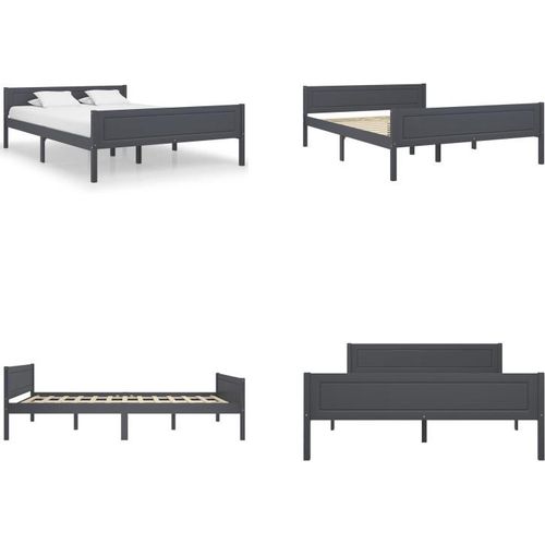 vidaXL Massivholzbett Kiefer Grau 120x200 cm - Bettrahmen - Holz-Bettrahmen - Bett - Betten