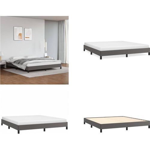 vidaXL Bettgestell Grau 160x200 cm Kunstleder - Bettgestell - Bettgestelle - Bett - Schlafzimmermöbel