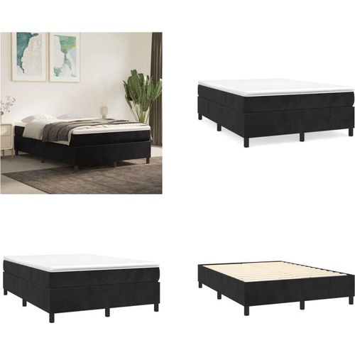 vidaXL Boxspringbett Schwarz 140x190 cm Samt - Boxspringbett - Boxspringbetten - Bett - Schlafzimmermöbel