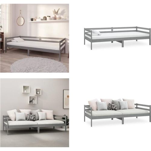 vidaXL Tagesbett Grau Kiefer Massivholz 90x200 cm - Tagesbett - Tagesbetten - Holz-Tagesbett - Holz-Tagesbetten