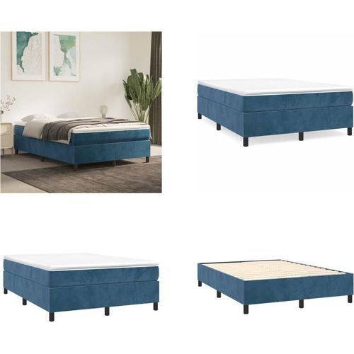 vidaXL Boxspringbett Dunkelblau 140x200 cm Samt - Boxspringbett - Boxspringbetten - Bett - Schlafzimmermöbel