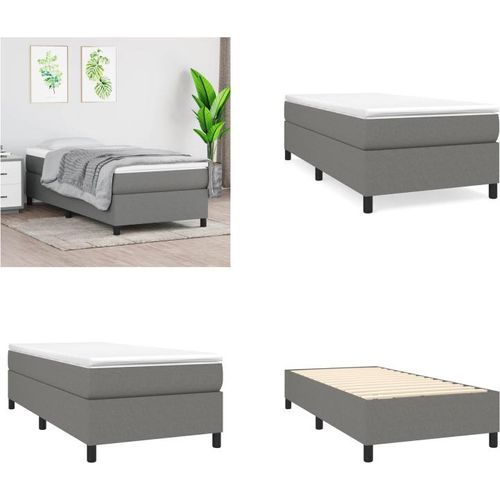 vidaXL Boxspringbett Dunkelgrau 90x200 cm Stoff - Boxspringbett - Boxspringbetten - Bett - Schlafzimmermöbel