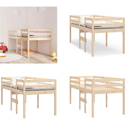 vidaXL Hochbett 80x200 cm Massivholz Kiefer - Hochbett - Hochbetten - Schlafzimmermöbel - Bettgestell