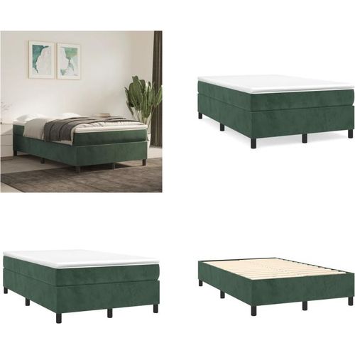 vidaXL Boxspringbett Dunkelgrün 120x200 cm Samt - Boxspringbett - Boxspringbetten - Bett - Schlafzimmermöbel