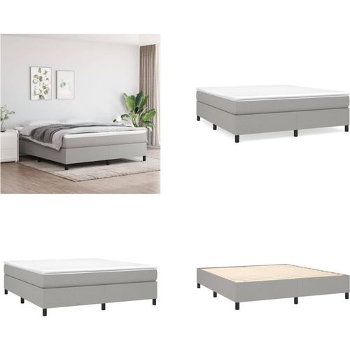vidaXL Boxspringbett Hellgrau 180x200 cm Stoff - Boxspringbett - Boxspringbetten - Bett - Schlafzimmermöbel