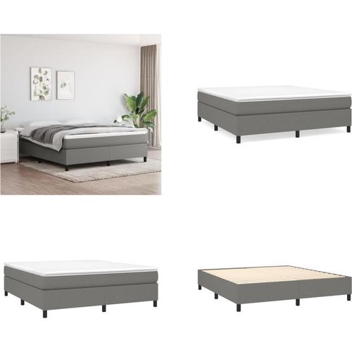 vidaXL Boxspringbett Dunkelgrau 160x200 cm Stoff - Boxspringbett - Boxspringbetten - Bett - Schlafzimmermöbel