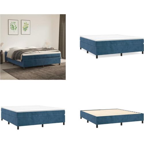 vidaXL Boxspringbett Dunkelblau 160x200 cm Samt - Boxspringbett - Boxspringbetten - Bett - Schlafzimmermöbel