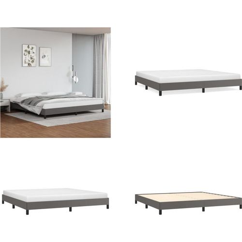 vidaXL Bettgestell Grau 200x200 cm Kunstleder - Bettgestell - Bettgestelle - Bett - Schlafzimmermöbel