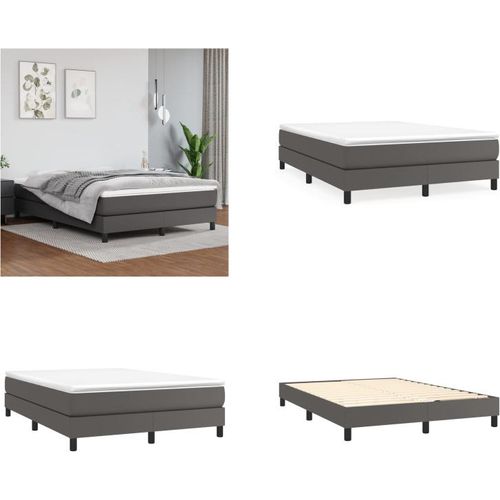 vidaXL Boxspringbett Grau 140x190 cm Kunstleder - Boxspringbett - Boxspringbetten - Bett - Schlafzimmermöbel